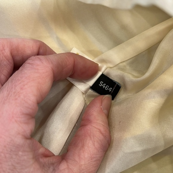 Kate Spade Silk Cori Blouse | Striped | Lemon Yellow, Gold, White | Size‎ Small - Picture 8 of 10